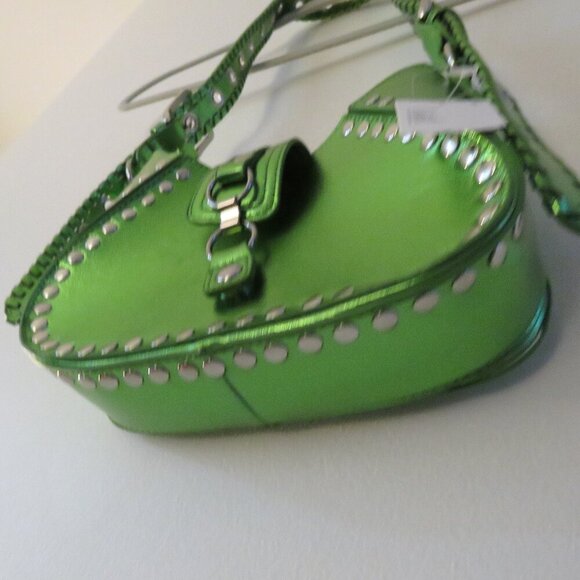 URBAN OUTFITTERS Devon Studded Mini Shoulder Bag in Metallic Green Y2K Glam NWT - Picture 9 of 15